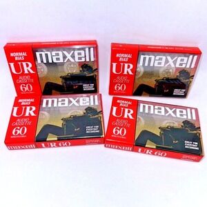 Maxell‎ UR 60 Normal Bias Audio Cassette Tapes - 4 Pack - New Sealed